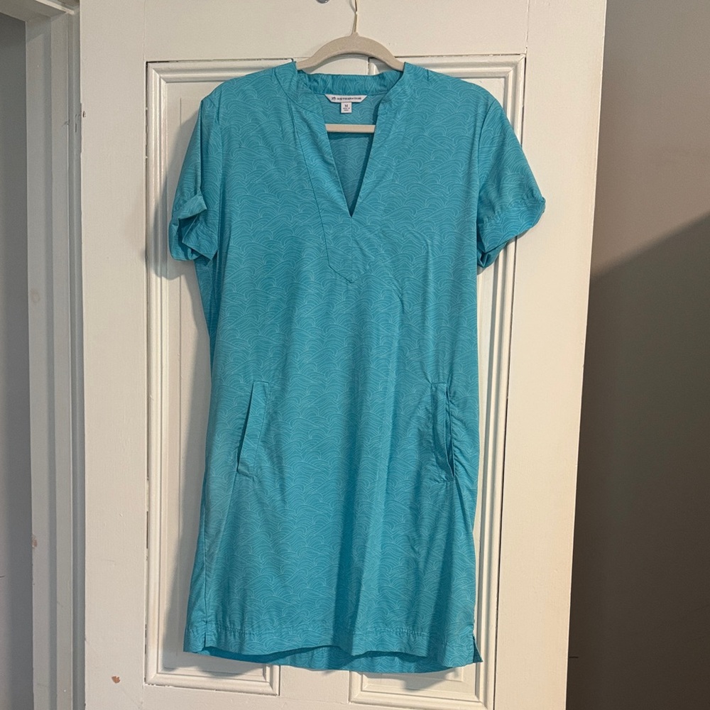 Southern Tide Aqua Patterned Shirt
